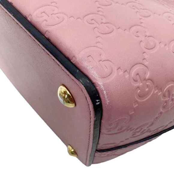 Gucci  Zippered Bucket Small GG Leather Tote Bag Pink 432124
